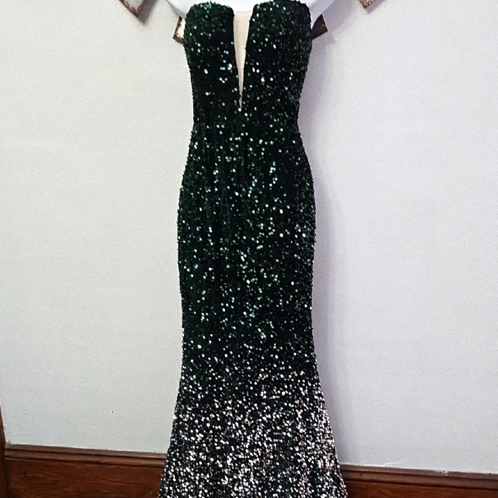 Elegant Black and Ombre Sequin Gown